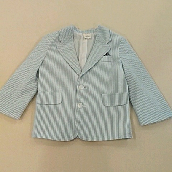 Blue and White Searsucker Starting Out Blazer and Short Set - Picture 3 of 8